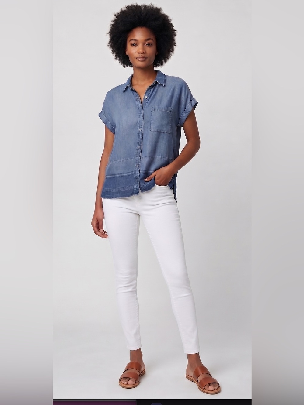 RAILS Courtney Dark Vintage Wash Tencel Denim Top -S- (fits to L)- MSRP $148
